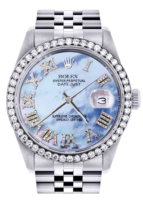 rolex blue mother of pearl dial|rolex lady datejust watch.